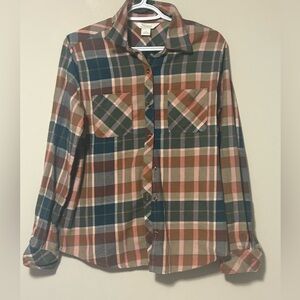 Natural Reflections Pink and Green Plaid Shirt